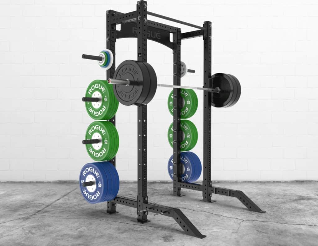 Rogue Monster Lite Half Rack with barbells