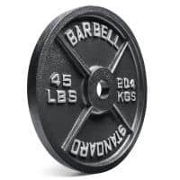 Rogue Olympic Plate- sold in pairs, old school cast iron, black heavy duty finish with sliver letters - for the garage gym