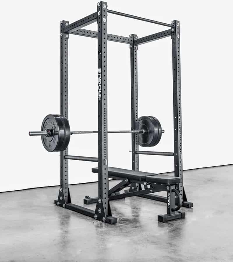 Rogue RML-390F Flat Foot Monster Lite Rack with a bench