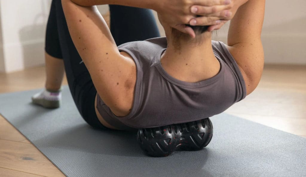 Rogue Universal Massage Roller with an athlete