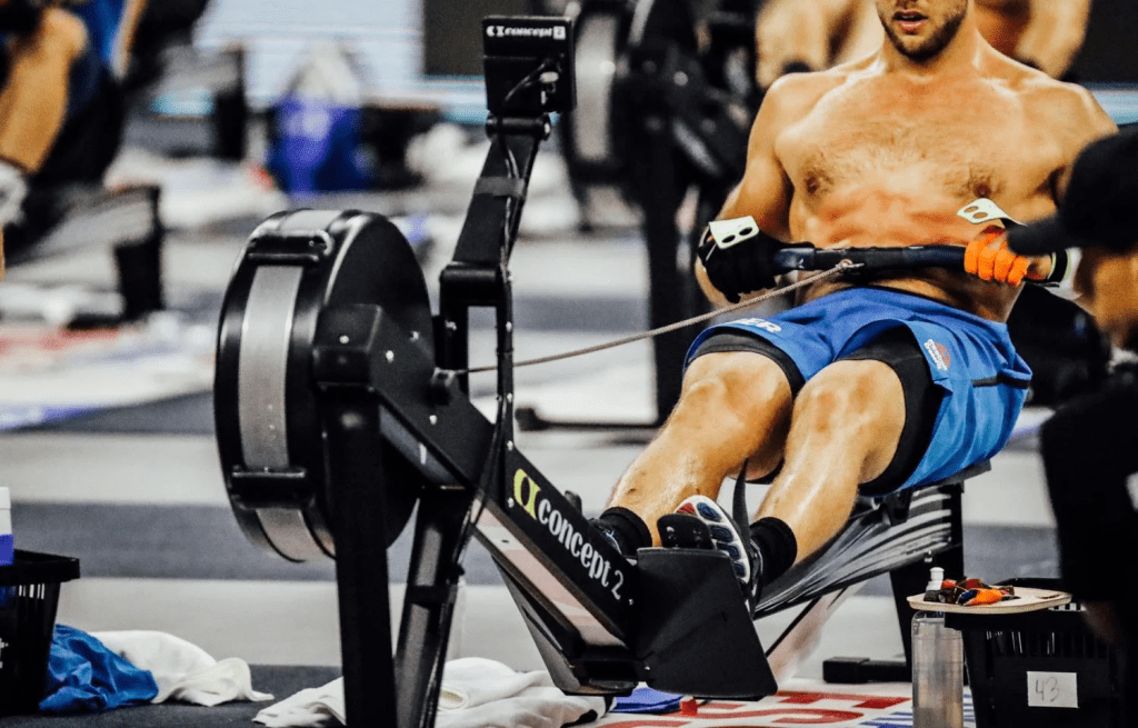 A Concept 2 Rower being used in a CrossFit competition.