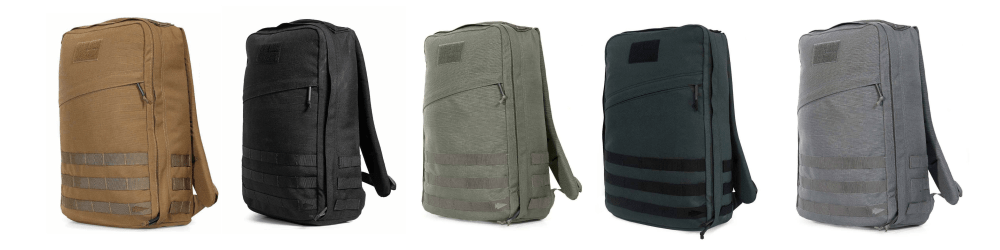 GORUCK Rucker 2 color options: Coyote Brown, Black, Ranger Green, Steel, Wolf Grey