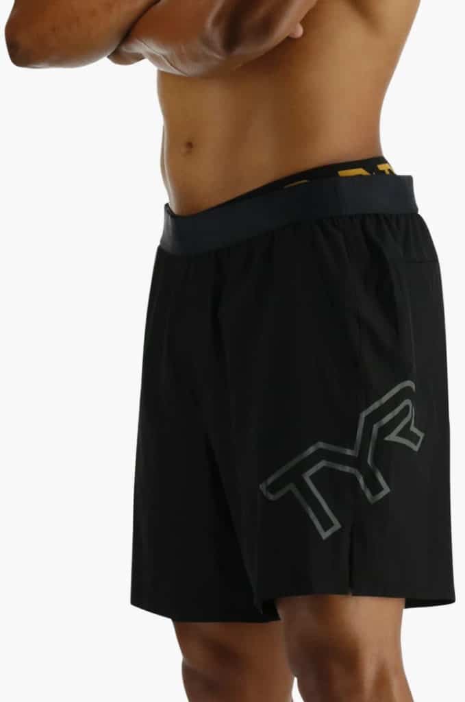 TYR Mens Hydrosphere Unlined 7 inches Shorts worn side view