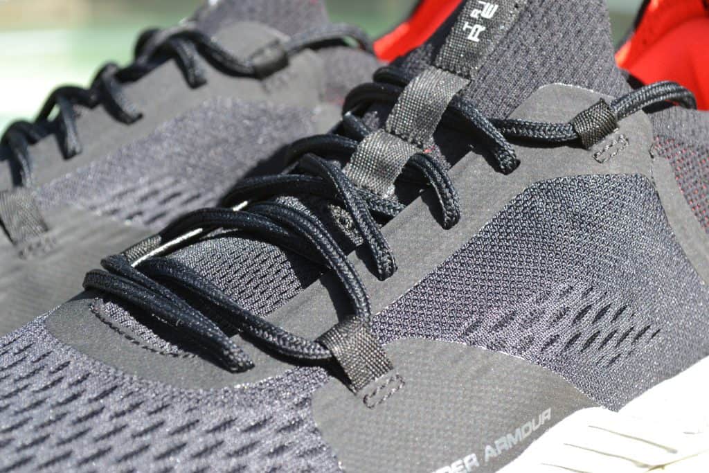 Laces closeup of the Under Armour TriBase Reign 2 - new cross trainer from UA for 2020 - great for CrossFit!