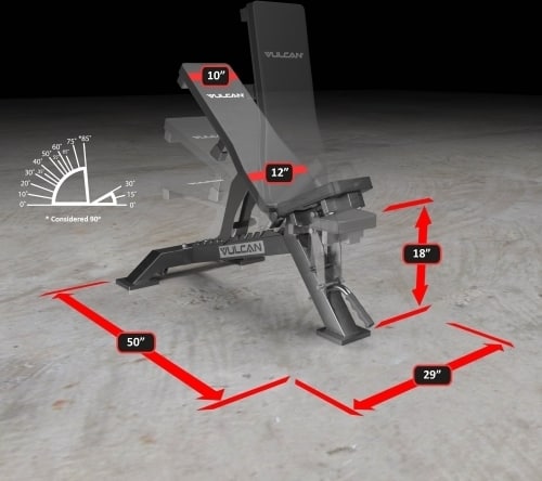 Vulcan Prime Adjustable Bench dimension