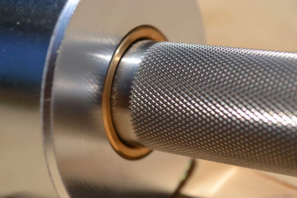 Closeup of sleeve and knurl on boneyard bar