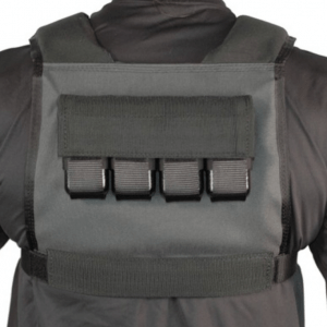 Box weighted vest has weight pockets high on the back - where they should be.