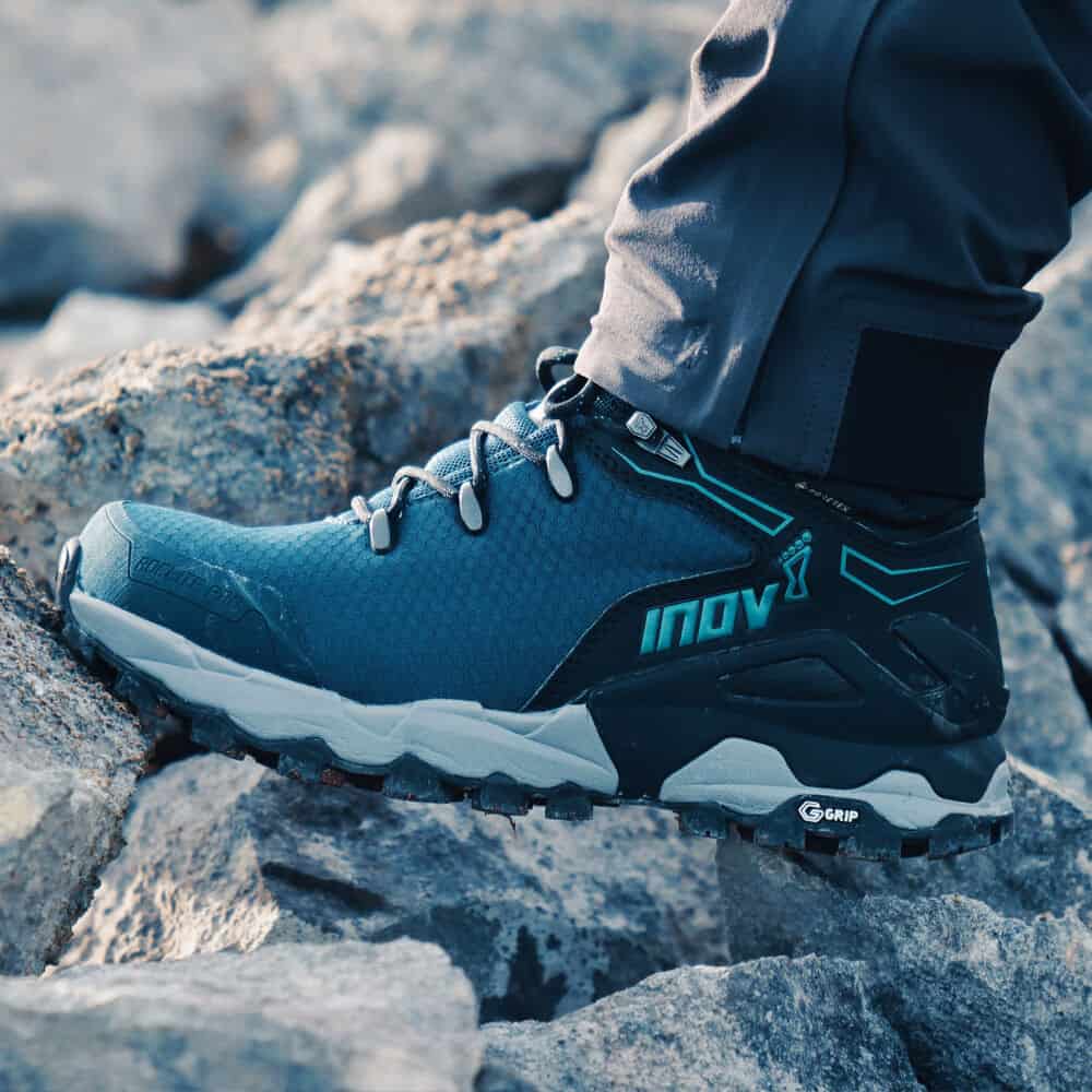 inov-8 Roclite Pro G 400 GTX V2 Mens Hiking Boots worn by an athlete