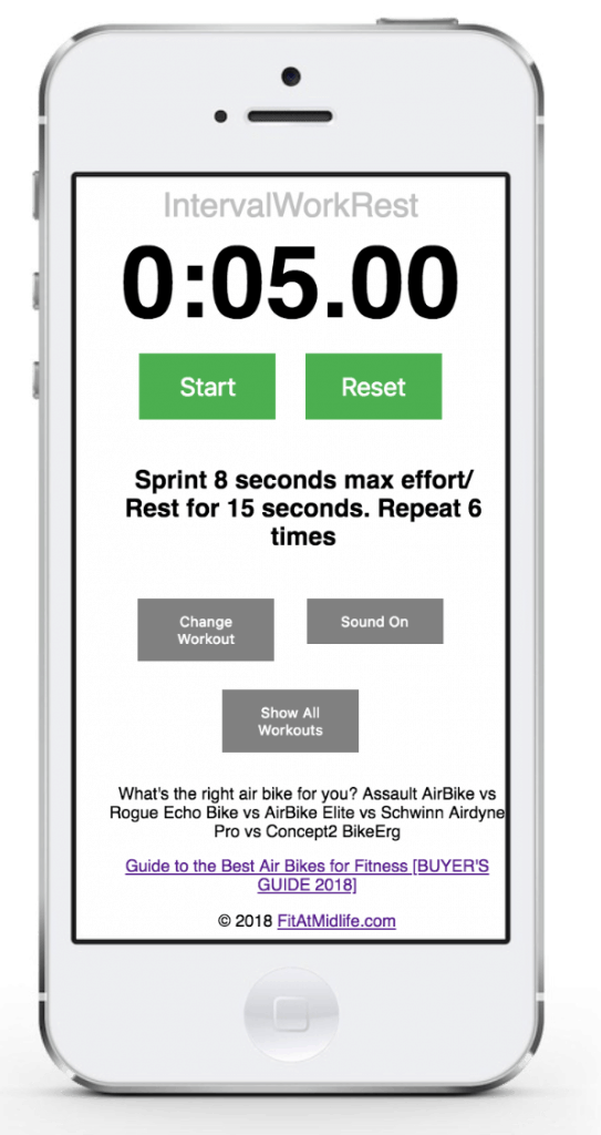 28 awesome assault bike workouts on your phone - check out our free workout app - it works on iPhone, Android, Tablet, or PC. 28 awesome air bike workouts hand picked from the experts. And this app even has a built in timer so you can perform wicked HIIT intervals and for time workouts.