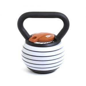 Kettlebell Kings Adjustable kettlebell - 10 to 40 lbs - If you are relatively new to kettlebells or weights this is the most perfect kettlebell for you. It answers all the questions you might have about which weight you need to start with or which weight to do different exercises with. You can easily perform high rep or low rep workouts of the same movement by simply adjusting the weighted plates with the slide of the lever!