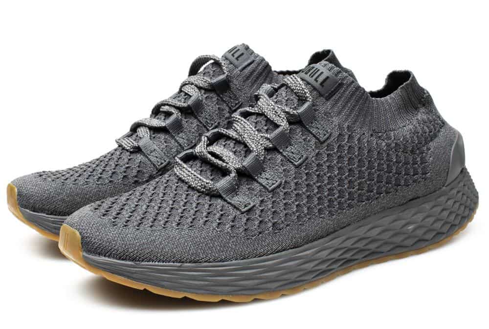 Designed with a breathable stretch knit upper and an outsole lug pattern equipped for multi-surface training, NOBULLs dark gray Knit Trainer is another high-performance, go-anywhere mens athletic shoe with no-nonsense style.