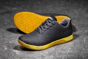 Nobull Trainers in Black Heather Yellow color combination - great shoes for the WOD
