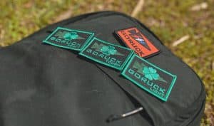 A GORUCK rucksack with event velcro patches.