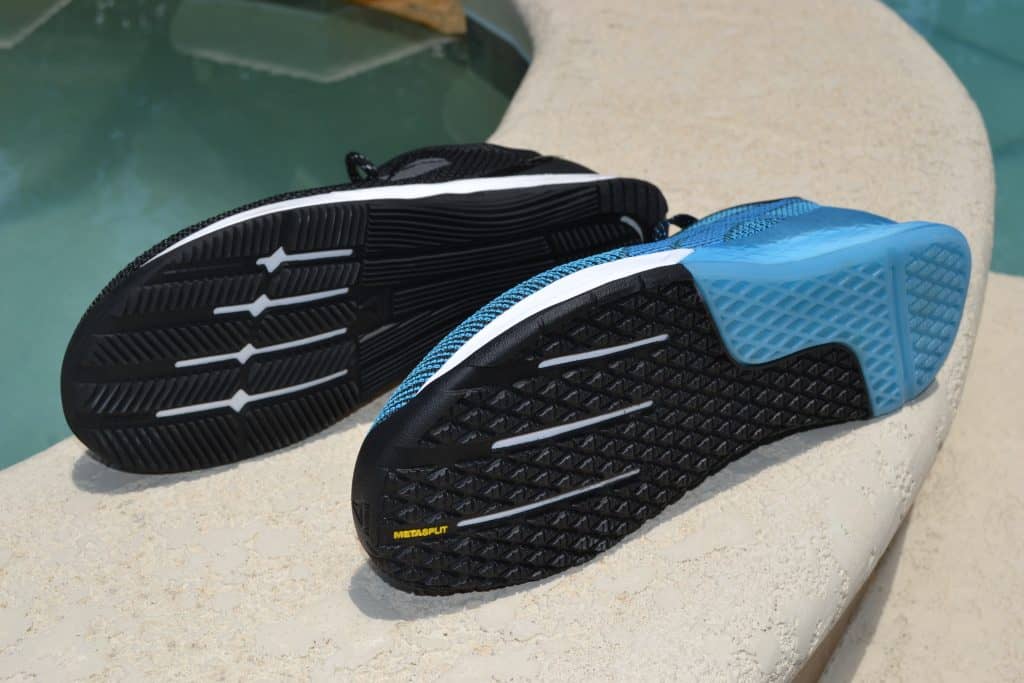 You can see the forefoot flex grooves feature prominently in both shoes.