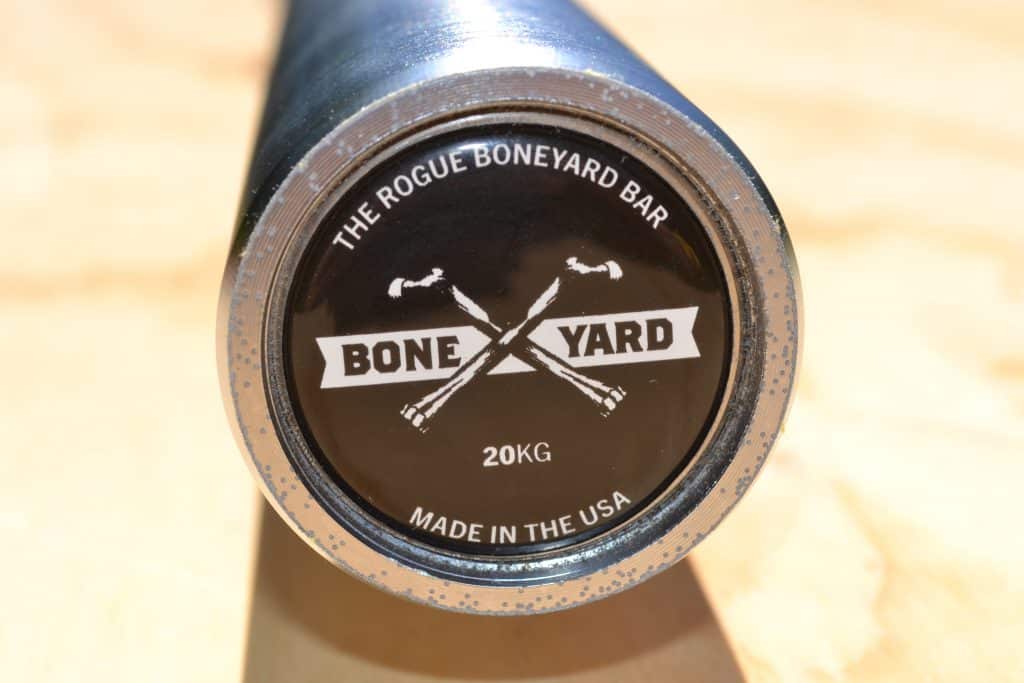 Another view of the end cap on a rogue boneyard bar - a 2nds quality new bar made in the usa