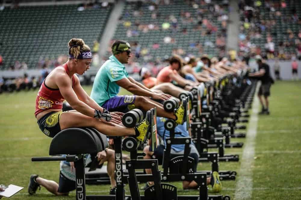 Rogue Fitness is the official equipment supplier for the annual CrossFit Games. Here's GHD (Glute Ham Developers) that were used for an event.