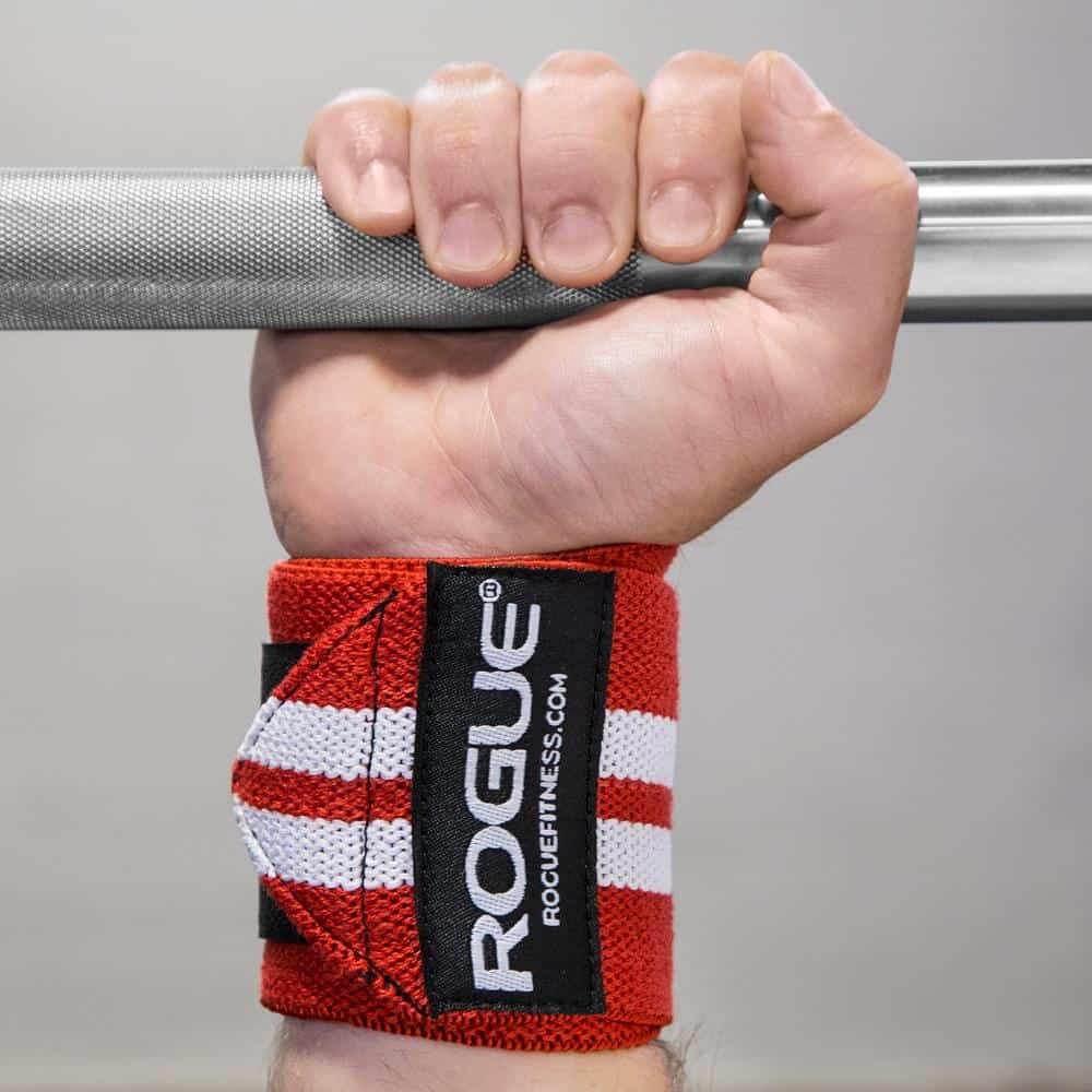 Rogue Wrist Wraps white series in red