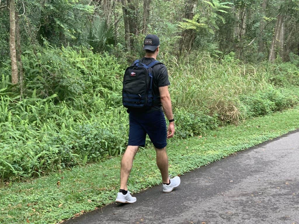 Rucking Calorie Burn - Rucking on a walking trail with Rucker 3 and Ballistic Trainer shoes - 1