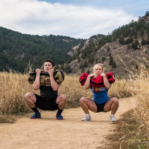 Sandbags can be used for the front squat