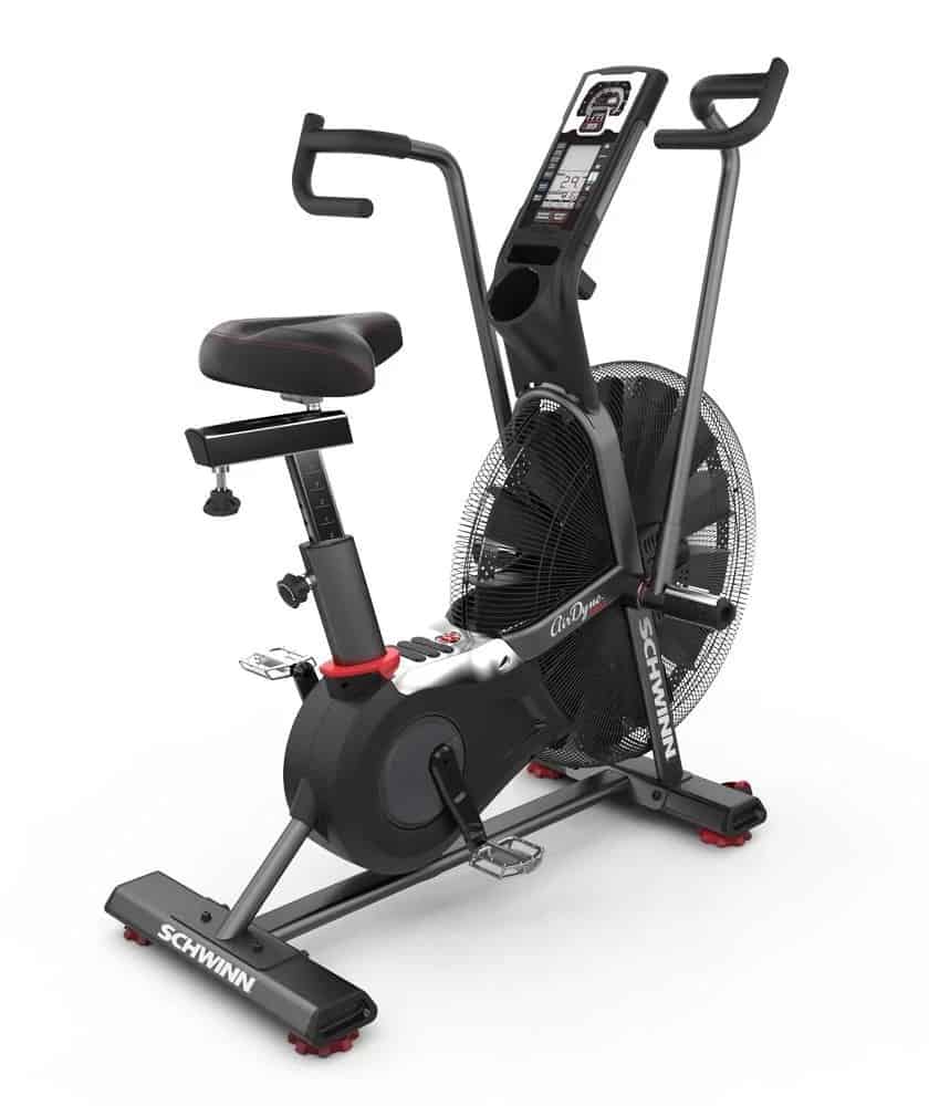 Schwinn has been manufacturing quality bikes for over a century, and in the fitness world, they’ve been a leading innovator in air resistance technology. With the Airdyne AD Pro, Schwinn has developed its most complete all-purpose stationary bike to date—with a perimeter-weighted flywheel design, powerful solid steel cranks, and doubled-coated steel body construction. Multi-position handles allow the rider to use a vertical or horizontal grip, redesigned foot platforms reduce slip and improve push-off, and a larger, padded seat offers optimal comfort. The universal rail and clamp system even lets users swap in their own customized seats if they choose.